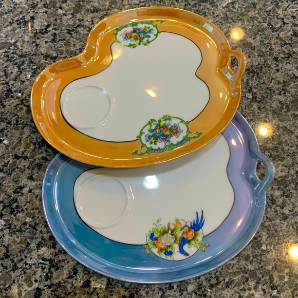 Noritake Vintage Handpainted Lusterware Snack Plates - Picture 1 of 7